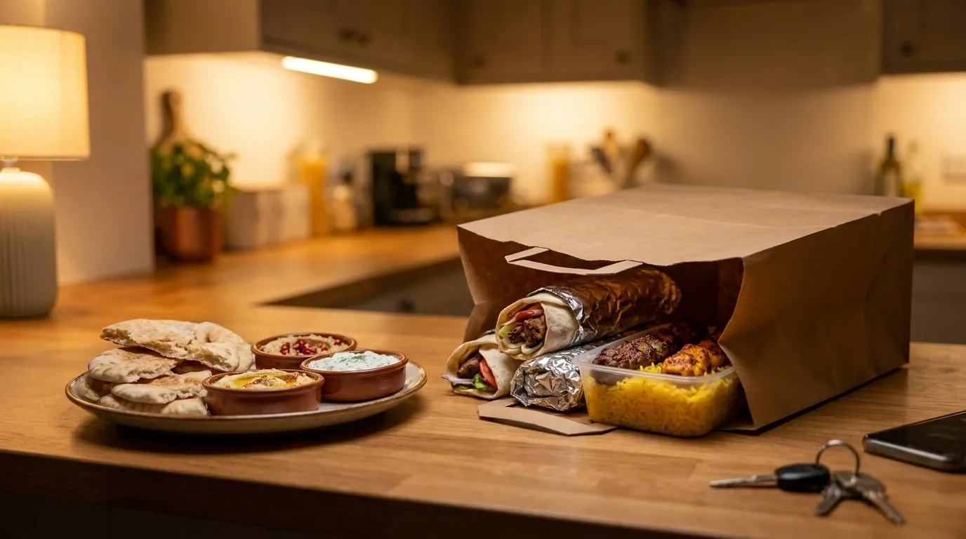Pita House Turkish takeout delivered to a Lake Grove, NY home - kebab platters, mezze and fresh pita